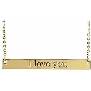 14k Yellow Gold 34x4 mm Engravable Bar 16" Necklace