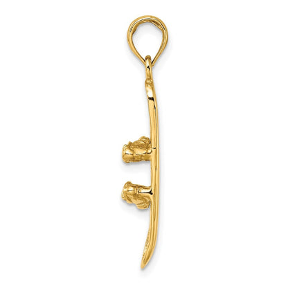 14k Yellow Gold Solid Polished 3-D Snowboard Charm Pendant for Women