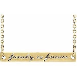 14k Yellow Gold Family is Forever Bar 18" Necklace