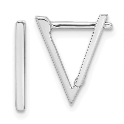 14K White Gold Polished Triangle Hoop Earrings Gift for Women