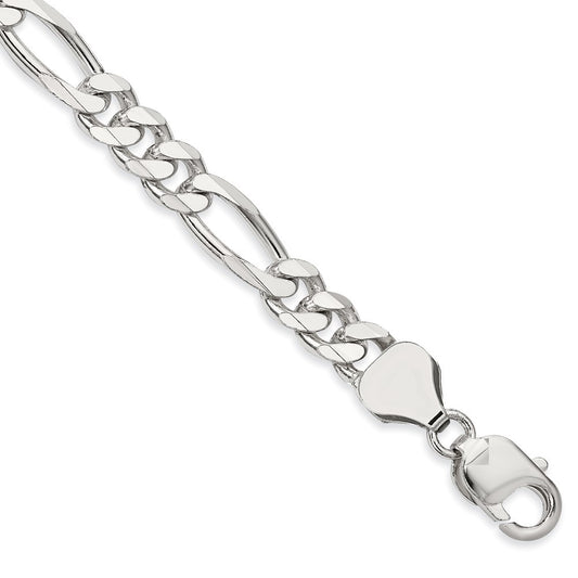 Sterling Silver 8mm Figaro Chain Bracelet