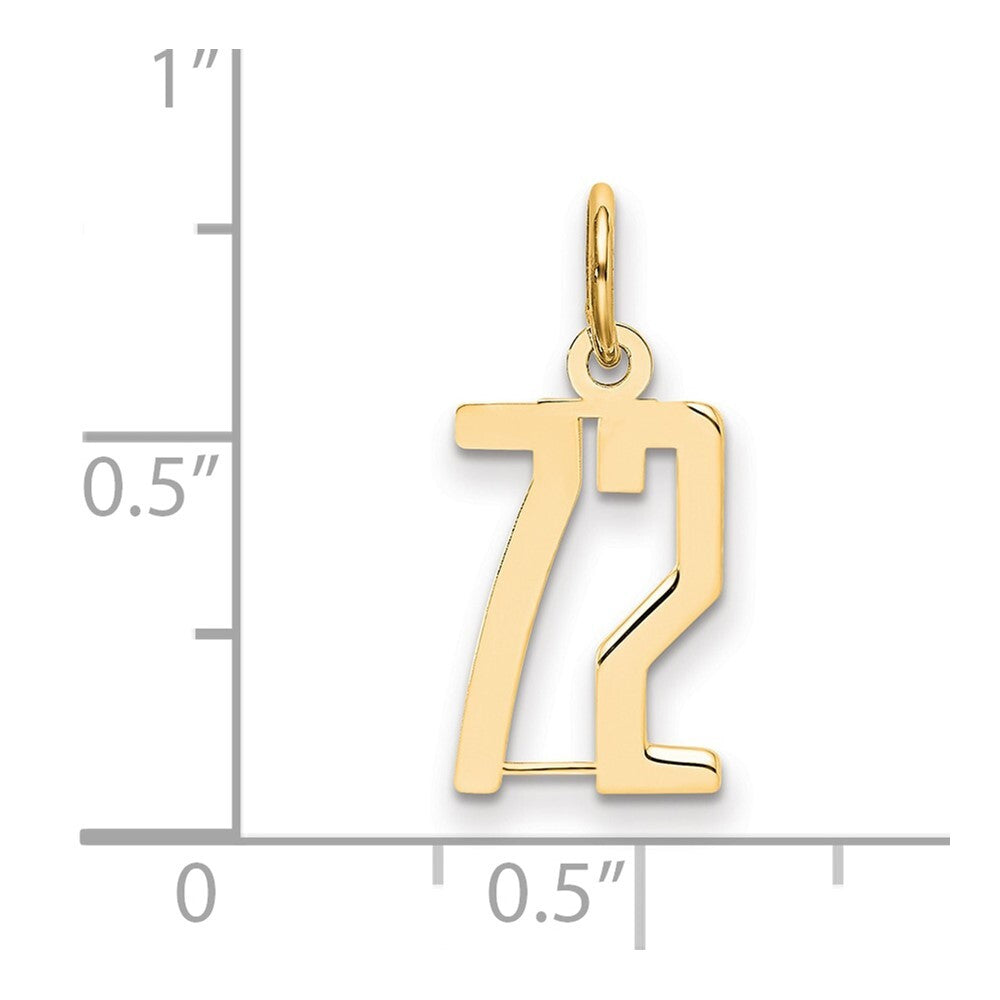 14k Yellow Gold Small Elongated Number 72 Charm Pendant for Women