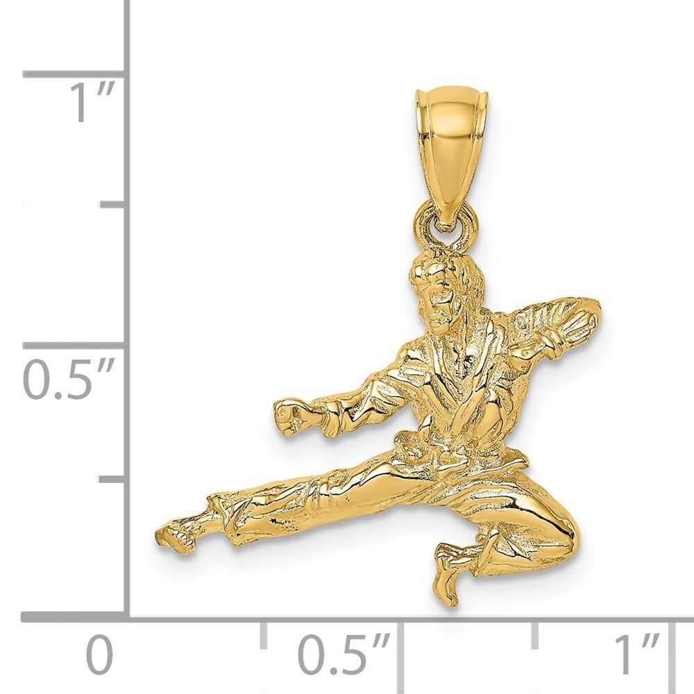14k Yellow Gold 3-D Karate Man Pendant for Women