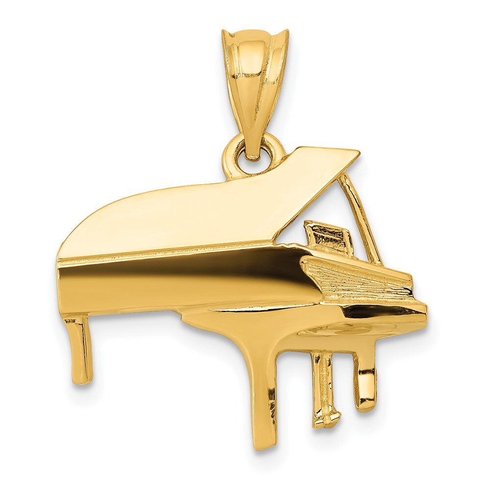 14k Yellow Gold Piano Charm Pendant for Women