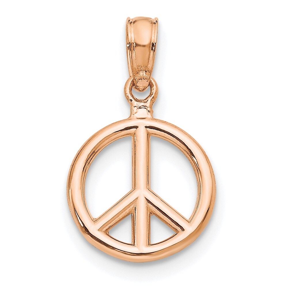 14k Rose Gold 3-D Peace Symbol Charm Pendant for Women