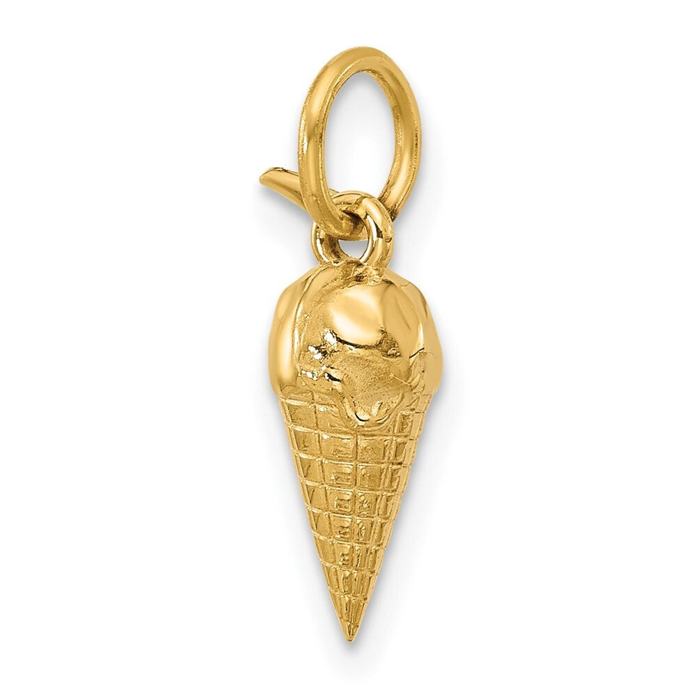 14k Yellow Gold Fancy Ice Cream Cone Pendant for Women