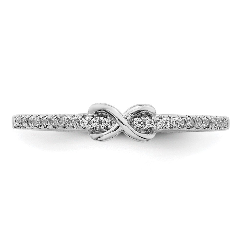 Sterling Silver Rhodium-plated Cubic Zirconia Infinity Ring Size 7