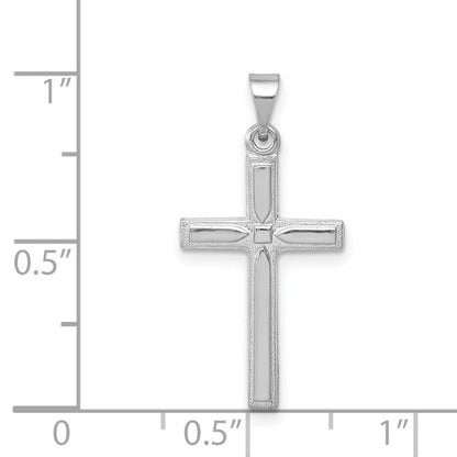 14k White Gold Hollow Cross Pendant for Women
