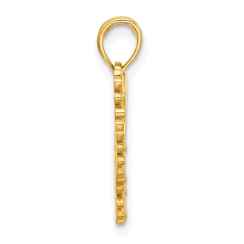 14k Yellow Gold Polished Floral Heart Pendant for Women