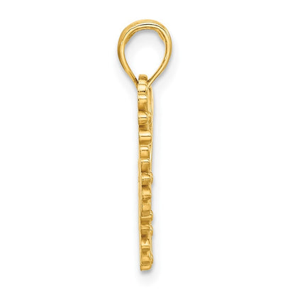 14k Yellow Gold Polished Floral Heart Pendant for Women