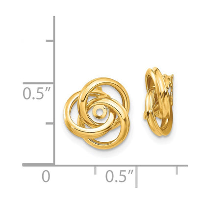 14k Yellow Gold Polished Love Knot Earring Jackets Gift for Women