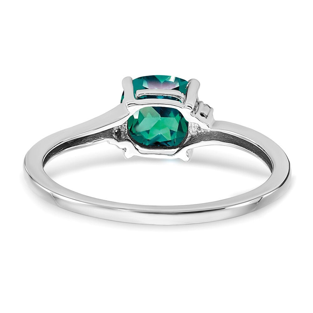 Sterling Silver Rhodium-plated Created Alexandrite and Diamond Ring Size 6