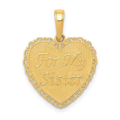 14k Yellow Gold Reversible FOR MY SISTER-FRIENDS FOREVER Pendant for Women