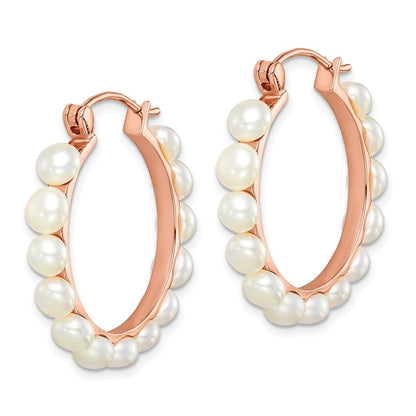 Sterling Silver 18k Flash Gold-plated Freshwater Cultured Pearl Hoop Earrings
