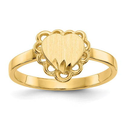 14K Yellow Gold 6.5x7.0mm Open Back Heart Signet Ring