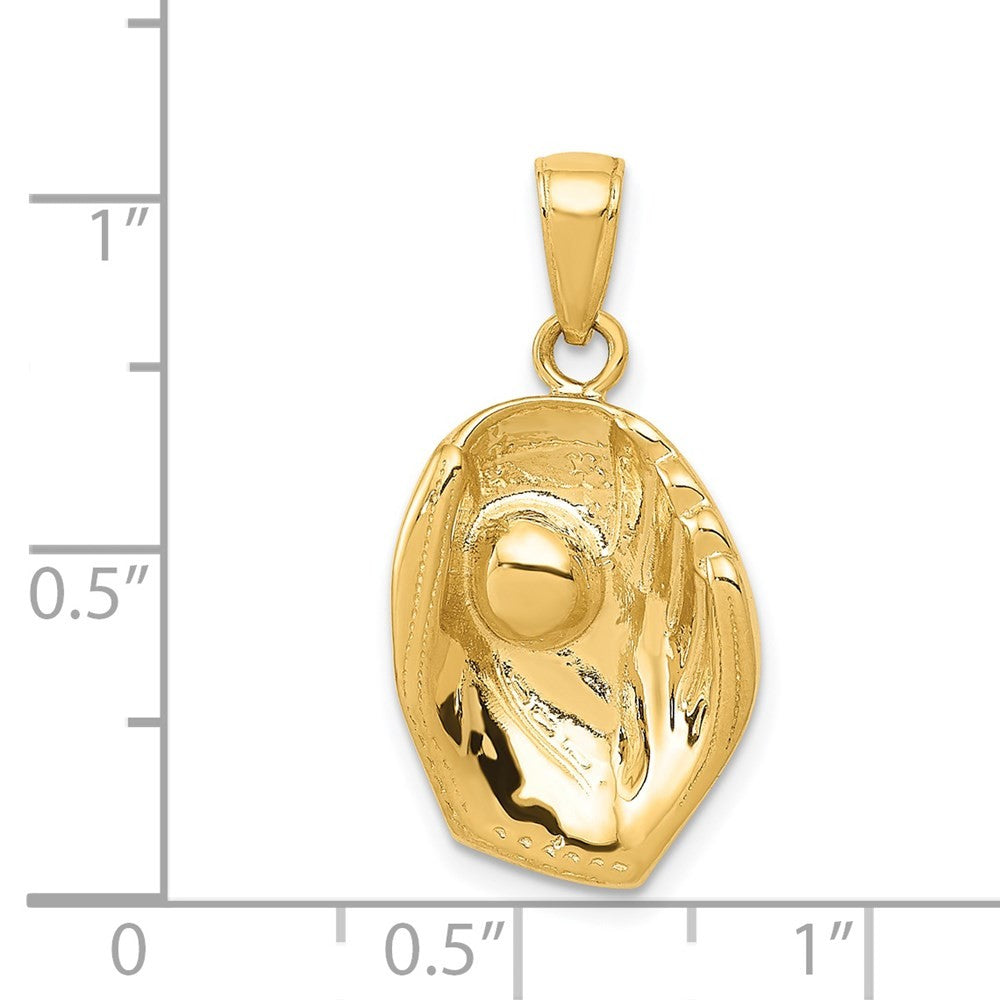 14k Yellow Gold Baseball Glove And Ball Pendant