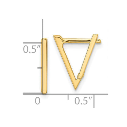 14k Yellow Gold Polished Triangle Hoop Earrings Gift for Women