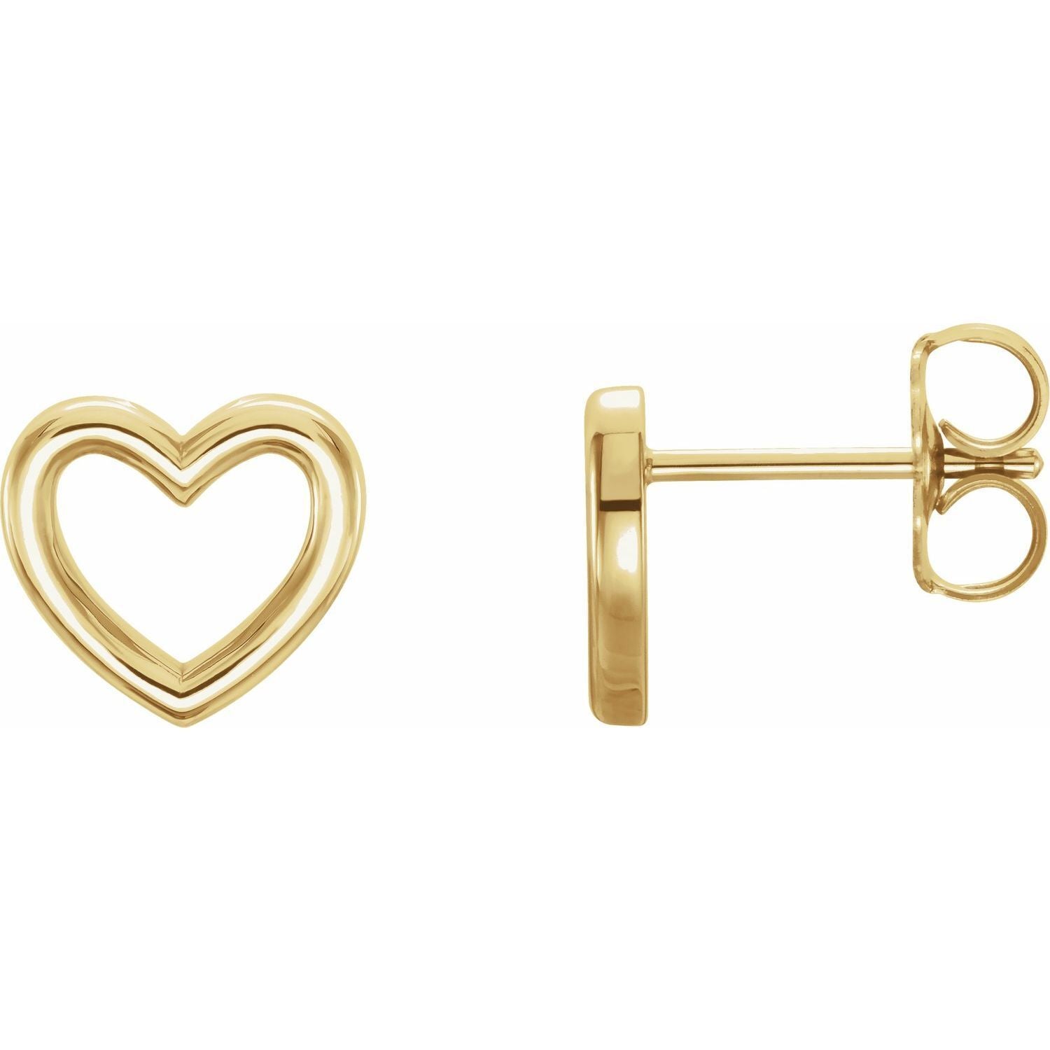 14k Yellow Gold Heart Stud Earrings Fine Jewelry Gift for Women