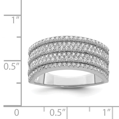 Sterling Silver Rhodium-plated Cubic Zirconia Wide Band Ring Size 7