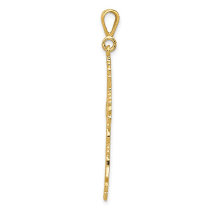 14k Yellow Gold Fleur De Lis Cross Pendant