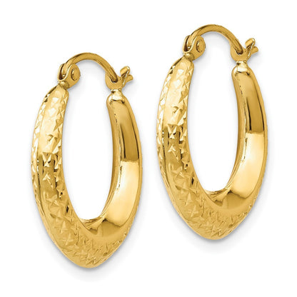 14k Yellow Gold Textured Hollow Hoop Earrings