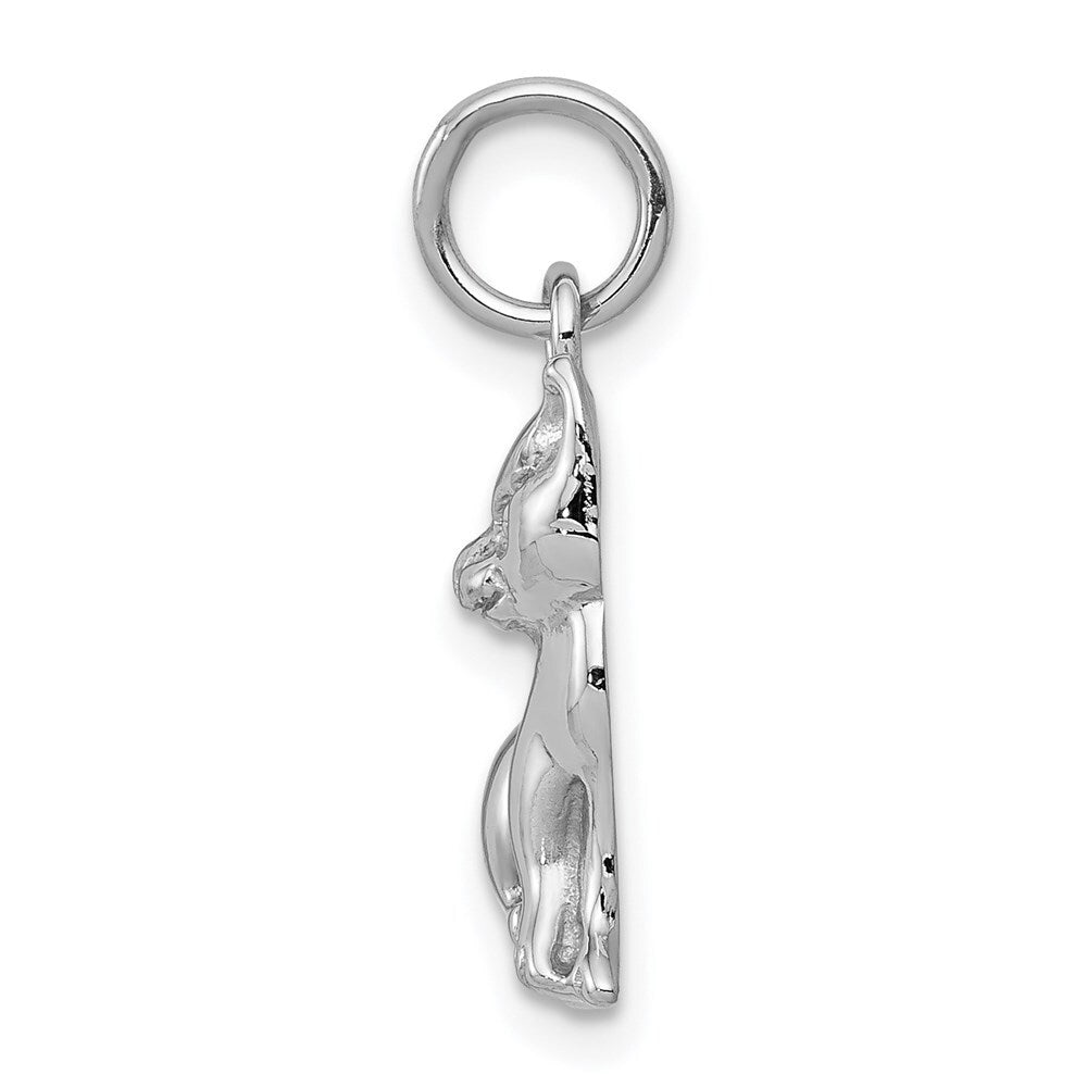 14k White Gold Cat Charm Pendant for Women