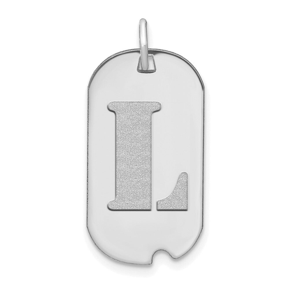 14k White Gold Polished Letter L Initial Dog Tag Pendant for Women