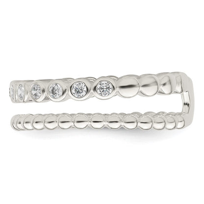 Sterling Silver Polished CZ Beaded Double Fancy Ring Size 7