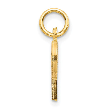 14k Yellow Gold Satin Diamond-cut Letter P Initial Charm Pendant for Women