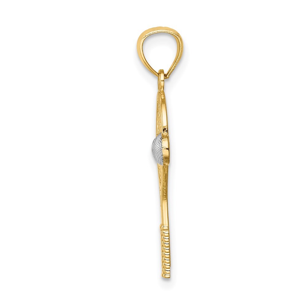 14k Yellow Gold White Rhodium Tennis Pendant for Women