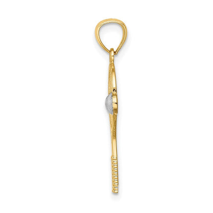 14k Yellow Gold White Rhodium Tennis Pendant for Women