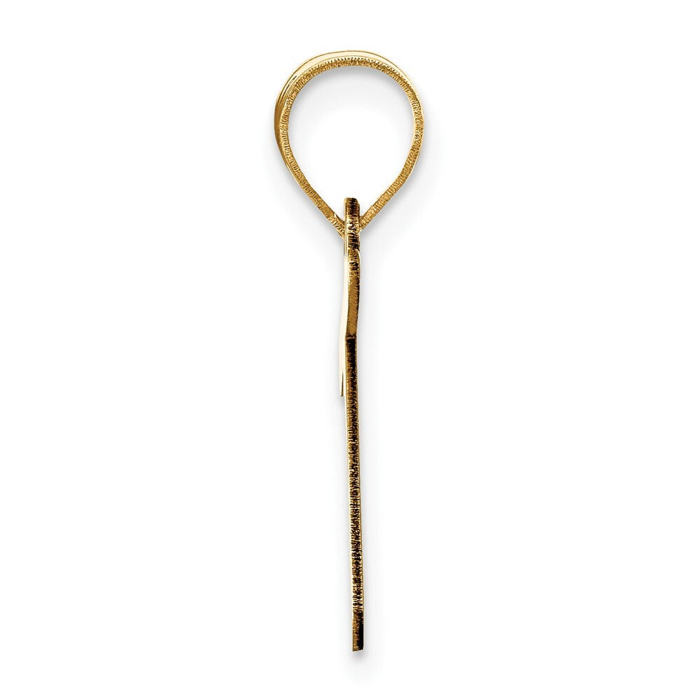 14k Yellow Gold Polished Bubble Letter T Initial Pendant for Women