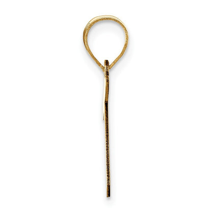 14k Yellow Gold Polished Bubble Letter T Initial Pendant for Women