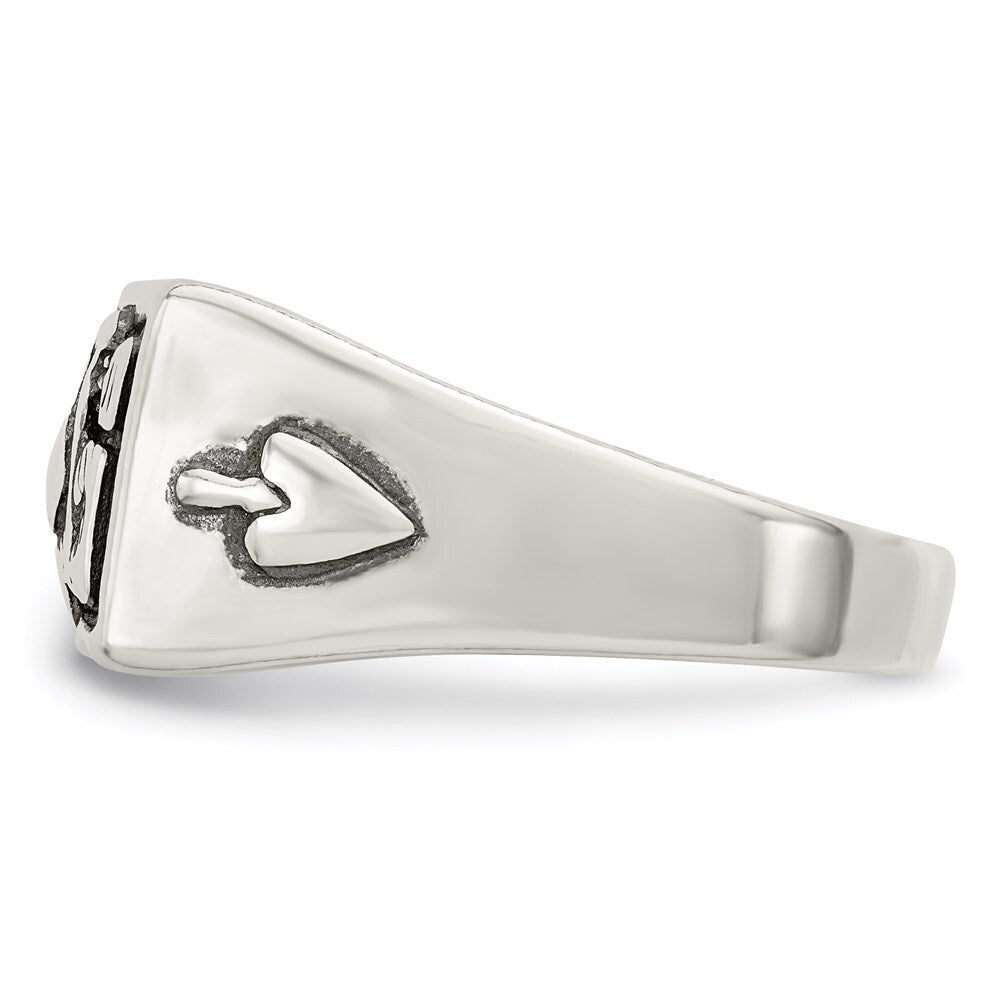 Sterling Silver Antiqued Masonic Ring Size 10