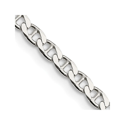 Sterling Silver 3.15mm Diamond-Cut Flat Anchor Curb Chain Necklace