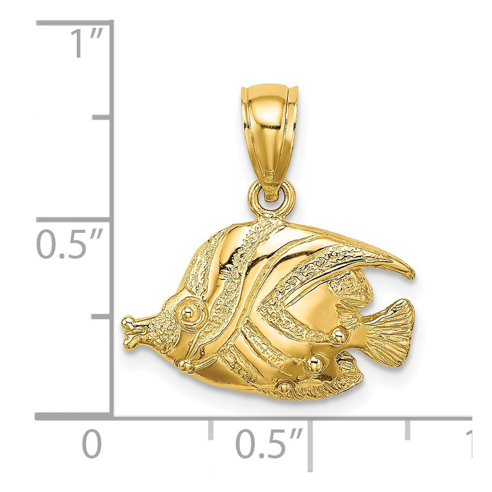 14k Yellow Gold 2-D Polished Engraved Fish Charm