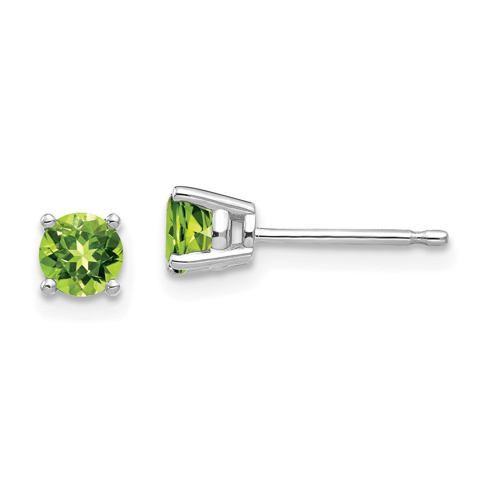 14k White Gold 4mm Peridot Stud Earrings Gift for Women