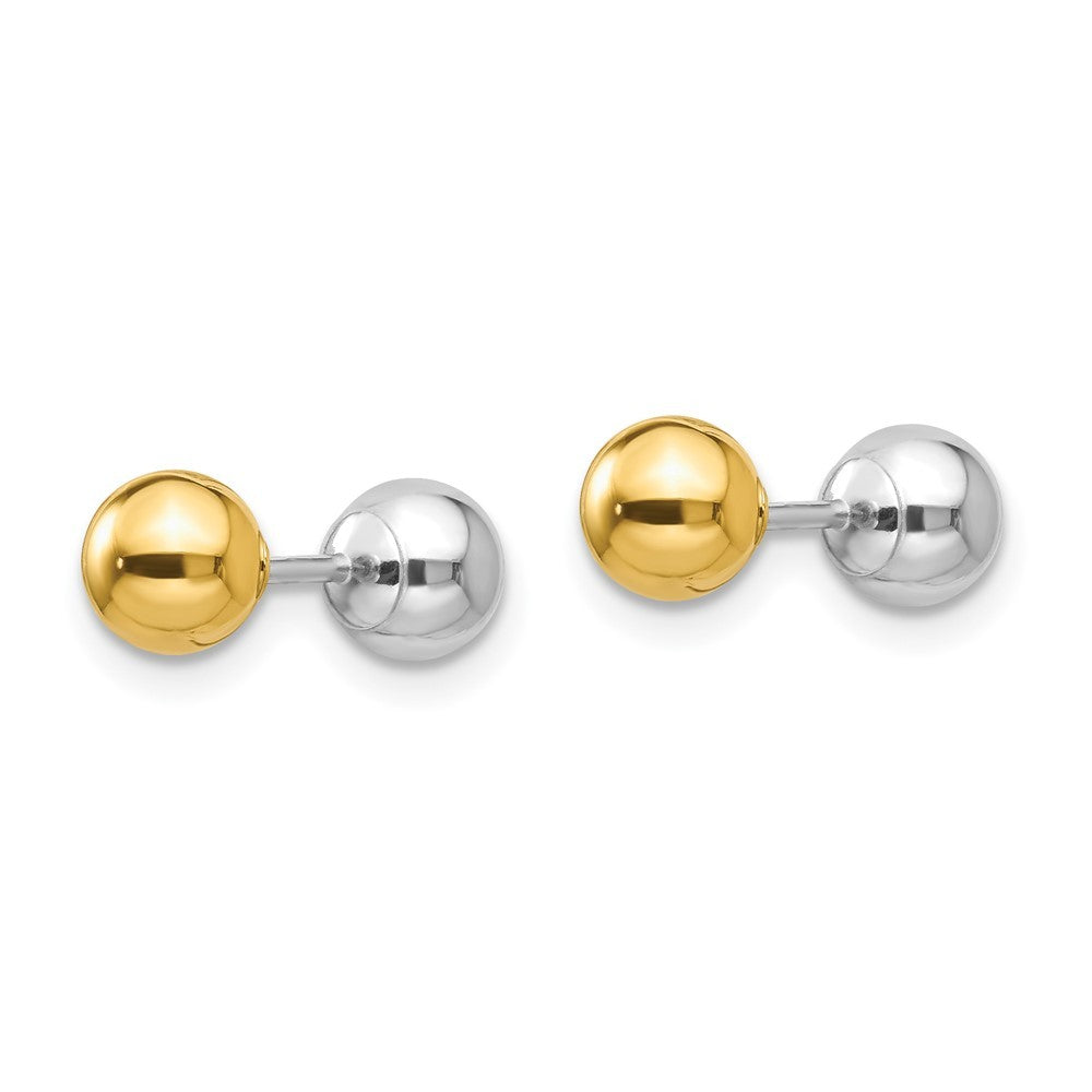 14k Two-tone Gold Reversible 5mm Ball Earrings