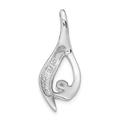 14k White Gold Peg Set Diamond Slide Pendant Mtg for Women
