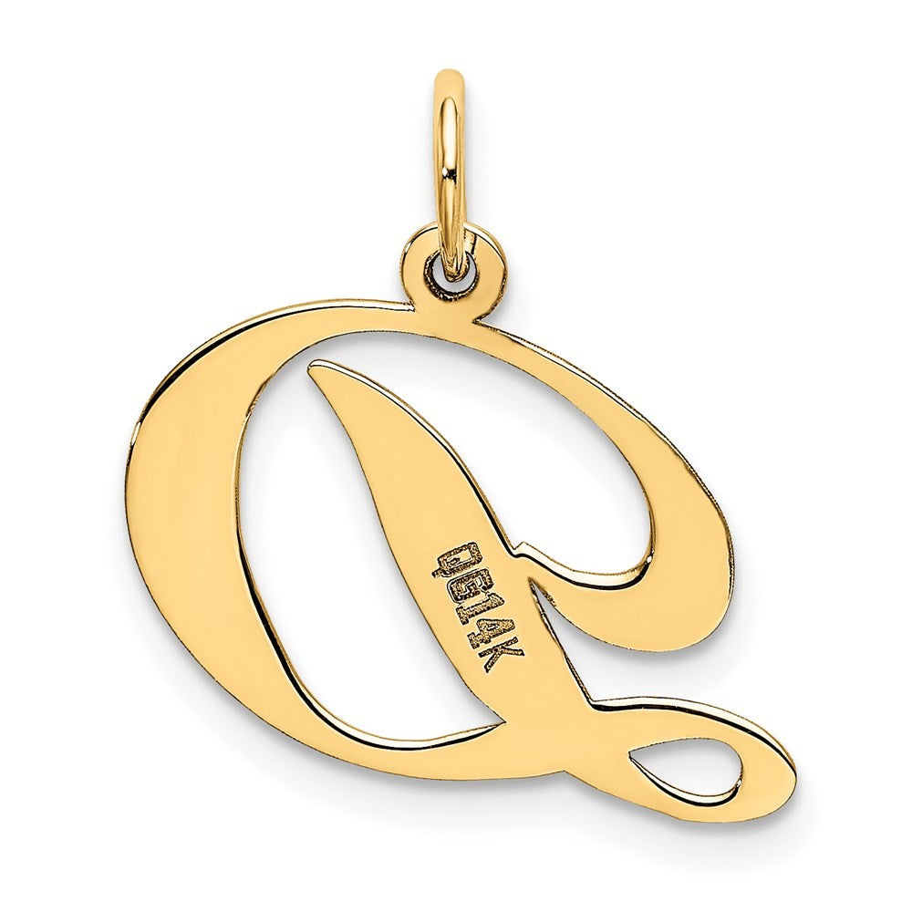 14k Yellow Gold Medium Fancy Script Letter D Initial Charm