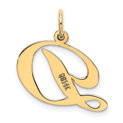 14k Yellow Gold Medium Fancy Script Letter D Initial Charm