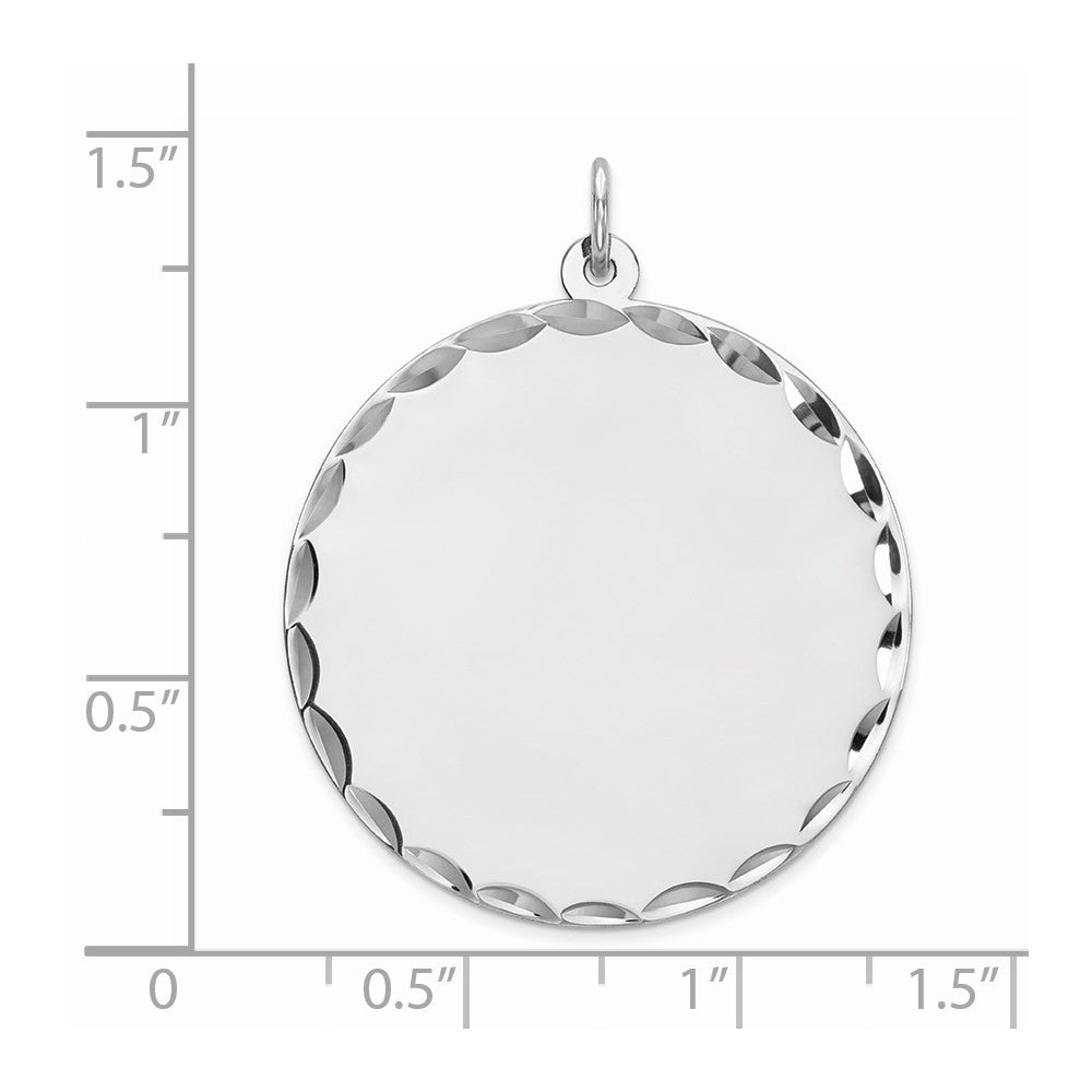 Sterling Silver Rhod-plated Rnd Polish Front Satin Back Disc Charm