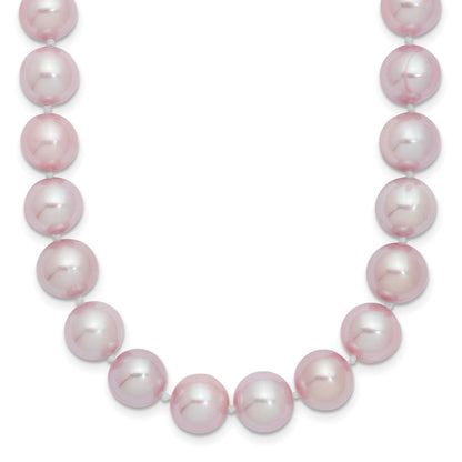 Sterling Silver Rhodium-plated 9-10mm Purple Cultured Pearl Necklace 18"