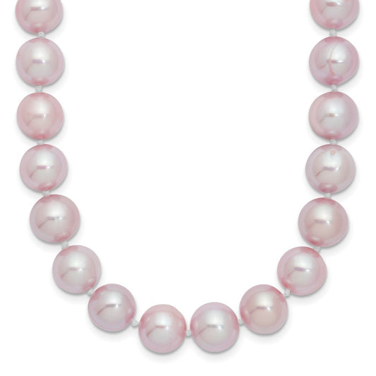 Sterling Silver Rhodium-plated 9-10mm Purple Cultured Pearl Necklace 18"