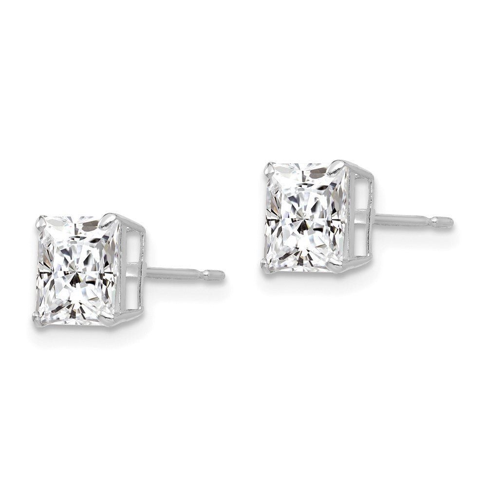 14k White Gold 6mm Square CZ Earrings