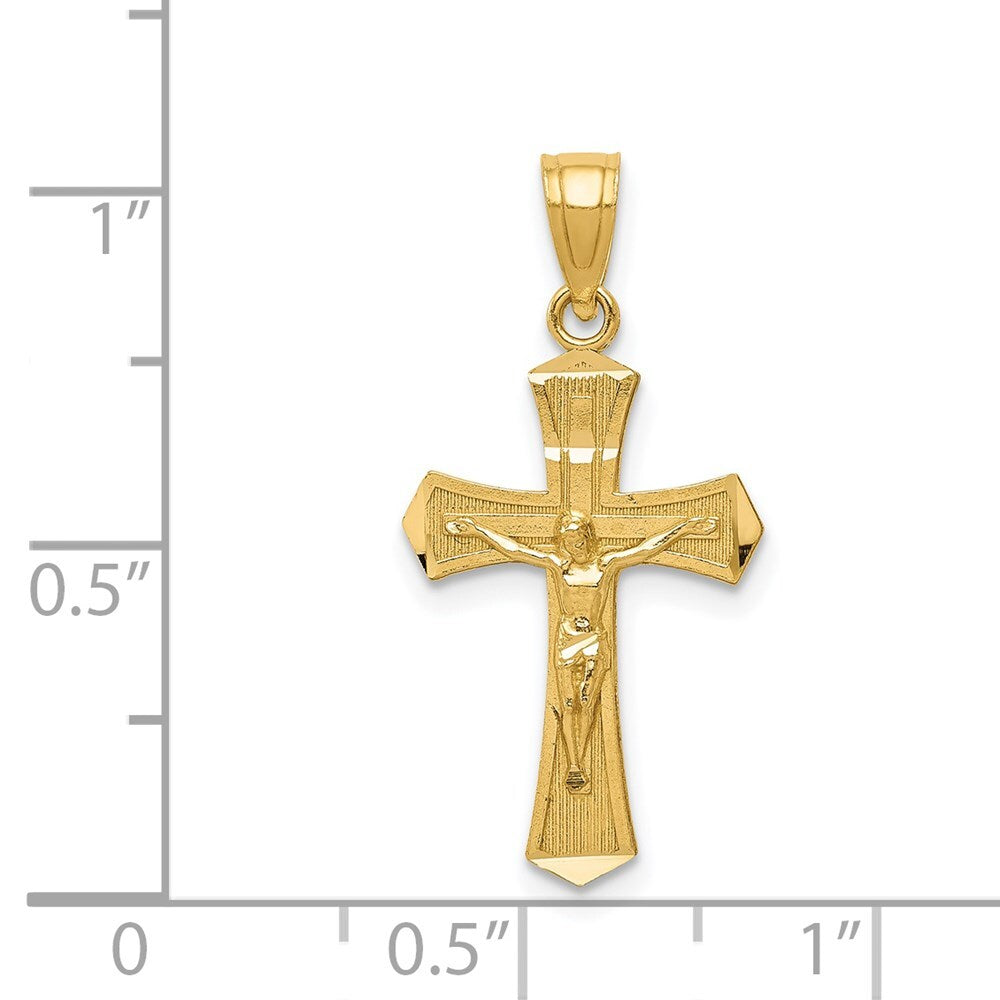 14k Yellow Gold Diamond-cut Crucifix Pendant