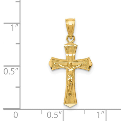 14k Yellow Gold Diamond-cut Crucifix Pendant