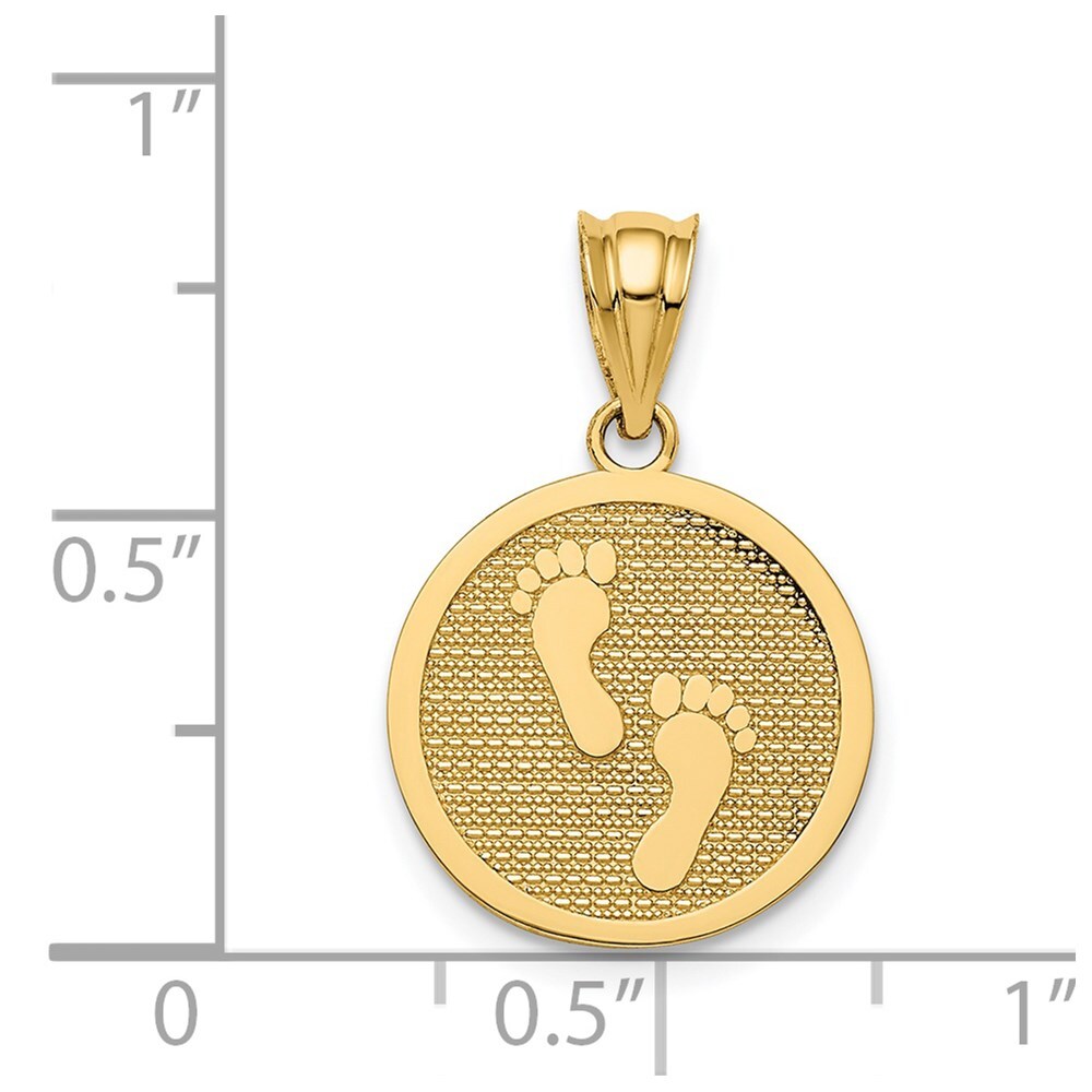 14k Yellow Gold Polished Reversible Have Faith/Footprints Pendant for Women
