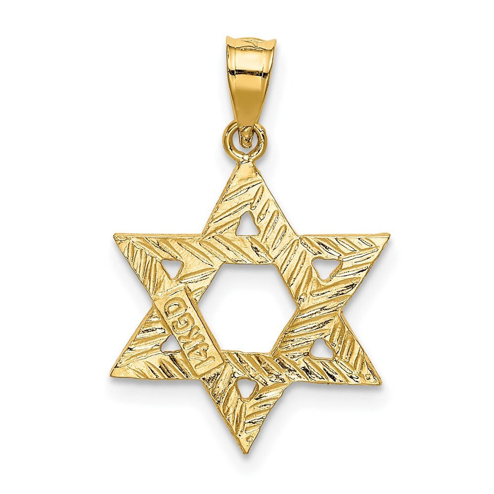 14k Yellow Gold Solid Satin Star of David Charm Pendant for Women