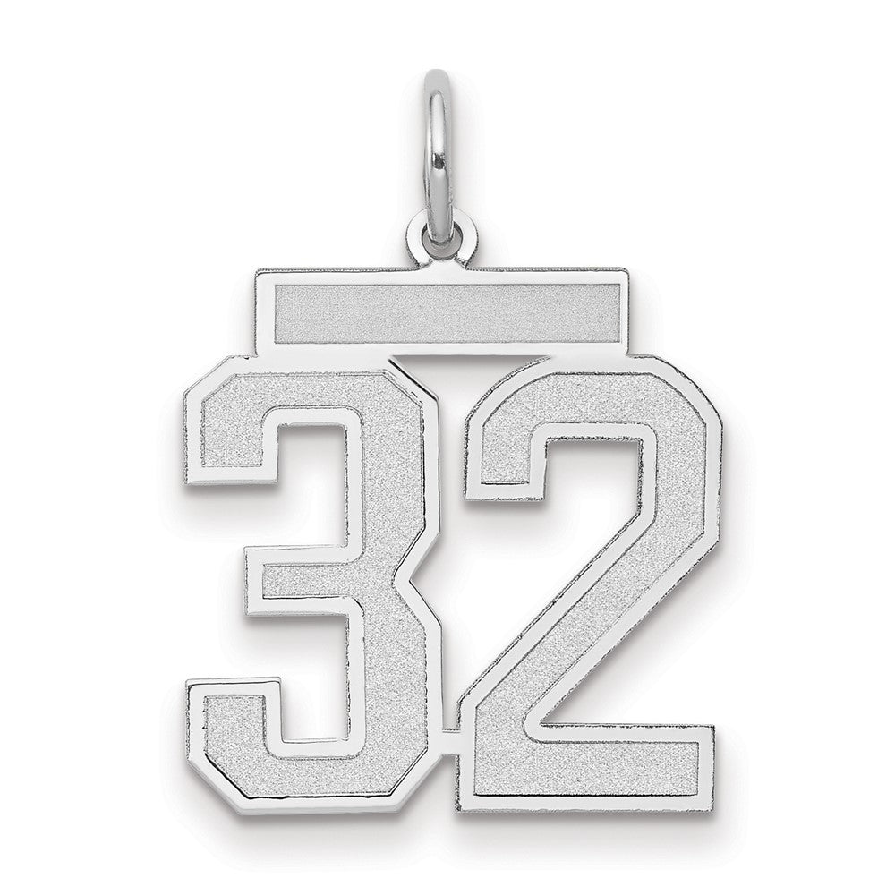14K White Medium Satin Number 32 Charm
